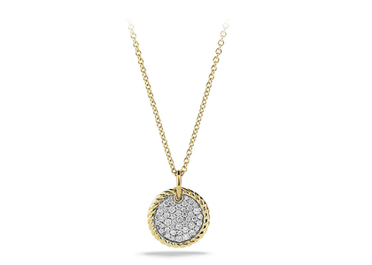 Gold Plated CZ Studded Round Twisted Wire Pendant